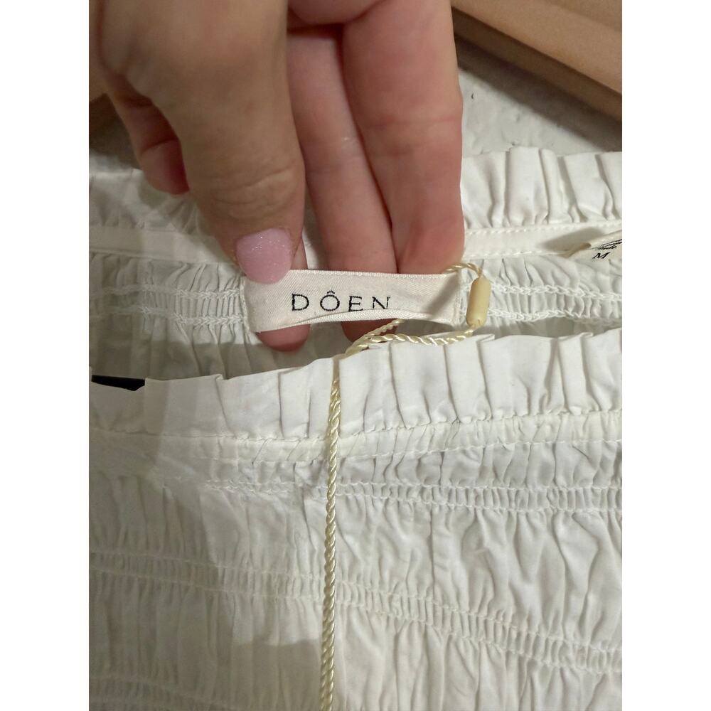 Dôen Rizzo White Smocked Mini Dress Salt White 100% Cotton Size M - Picture 6 of 9